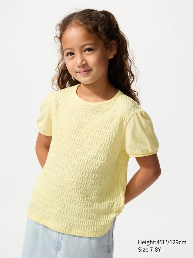 T-shirtar med puffärmar för barn | Shirring T-shirtar med puffärmar för barn | Shirring