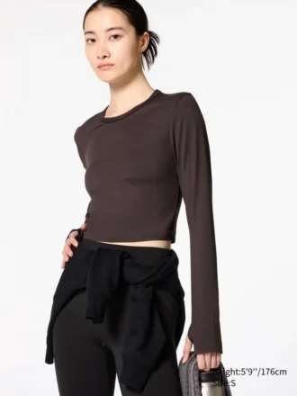 Ultra Stretch AIRism Cropped T-shirt för dam | Långärmat