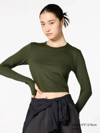 Ultra Stretch AIRism Cropped T-shirt för dam | Långärmat