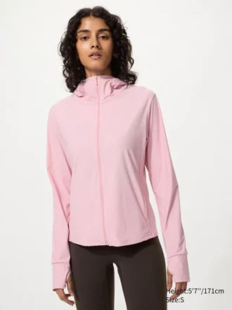 Ultra Stretch AIRism UV-skyddande luvtröja med hel dragkedja för dam Ultra Stretch AIRism UV-skyddande luvtröja med hel dragkedja för dam