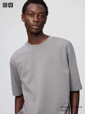 Unisex AIRism bomulls-T-shirt i oversized-modell med ränder