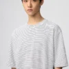 Unisex AIRism bomulls-T-shirt i oversized-modell med ränder Unisex AIRism bomulls-T-shirt i oversized-modell med ränder