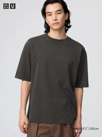Unisex AIRism bomulls-T-shirt i oversized-modell med ränder