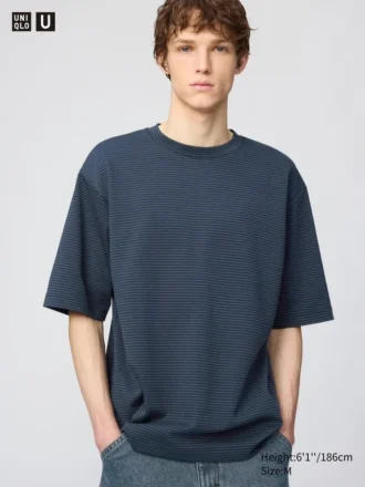 Unisex AIRism bomulls-T-shirt i oversized-modell med ränder