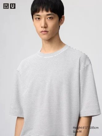 Unisex AIRism bomulls-T-shirt i oversized-modell med ränder