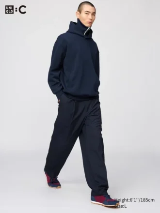 Unisex-byxor med veck och vid ben