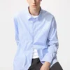Unisex-skjorta i bredväv | Vanlig krage | Randig Unisex-skjorta i bredväv | Vanlig krage | Randig