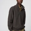Unisex-sweatshirt med borstad insida och halv dragkedja