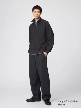 Unisex-sweatshirt med borstad insida och halv dragkedja