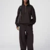 Unisex-sweatshirt med borstad insida och halv dragkedja