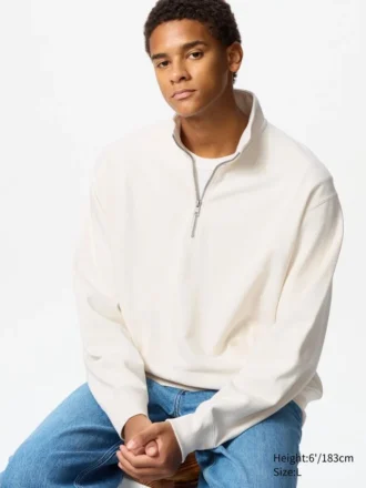 Unisex-Sweatshirt med halv dragkedja