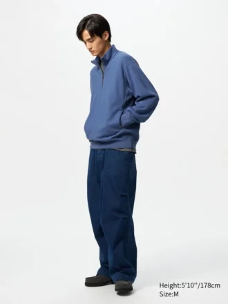Unisex-Sweatshirt med halv dragkedja