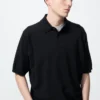 Unisex tvättbar stickad pikétröja | Kortärmad Unisex tvättbar stickad pikétröja | Kortärmad
