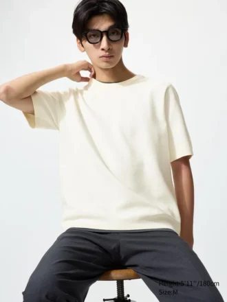 Unisex tvättbar T-shirt i ribbad Milano-stickning