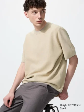 Unisex tvättbar T-shirt i ribbad Milano-stickning