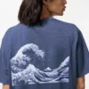 Unisex Ukiyo-E Blue Ut grafisk T-shirt