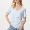 V-ringade T-shirtar i slubbomull för dam V-ringade T-shirtar i slubbomull för dam