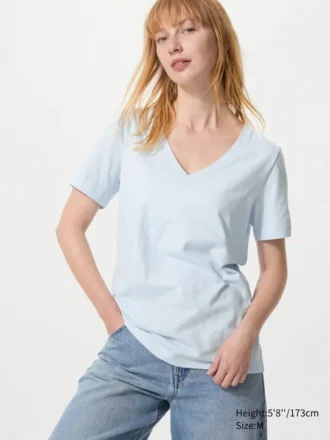 V-ringade T-shirtar i slubbomull för dam