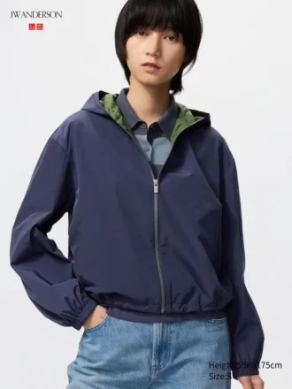 Vindtät kort parka för dam