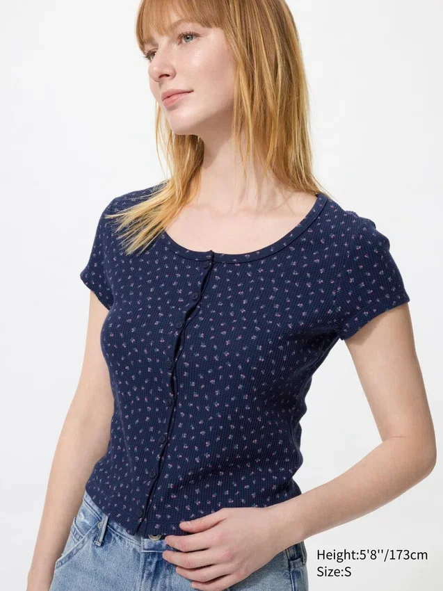 Waffle Full Open Mini T-shirt för dam | Mönster Waffle Full Open Mini T-shirt för dam | Mönster
