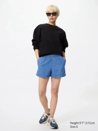 Women’s Cotton Easy Shorts | Denim